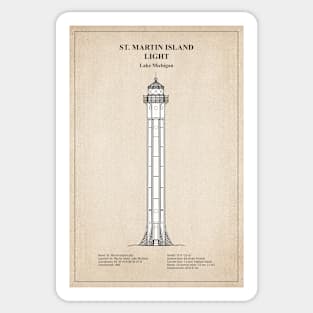 St. Martin Island Light Lighthouse - Michigan - SBD Sticker